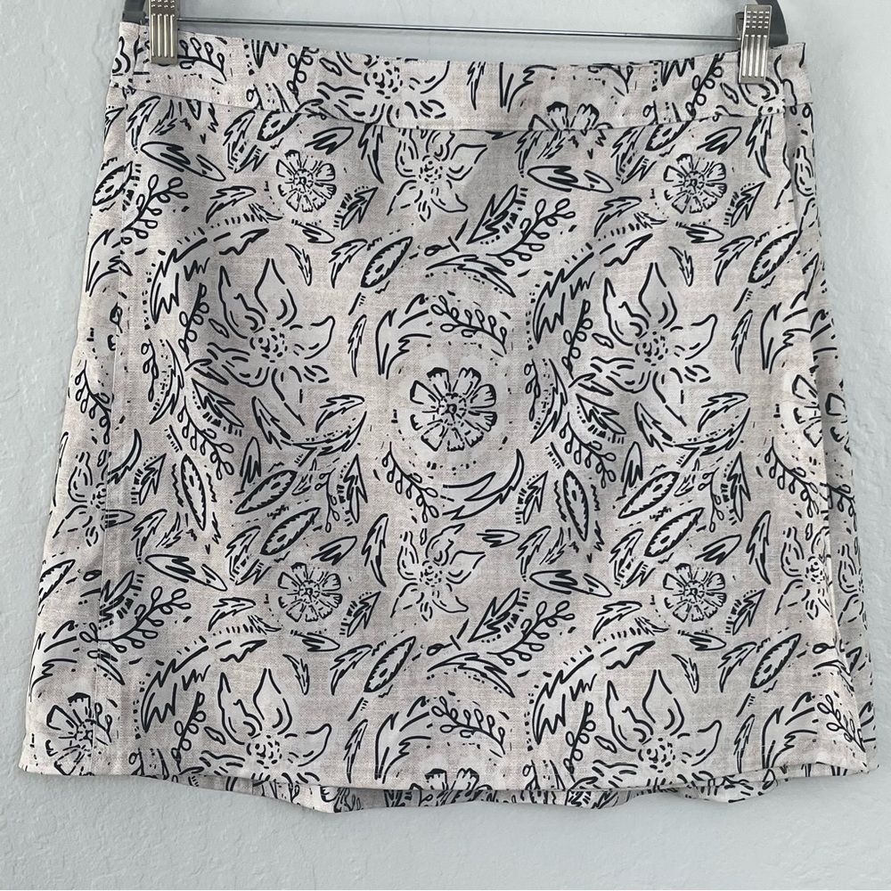 RipSkirt Hawaii Wrap Skirt Length 2 Black White Botanical Resort Vacation Size L